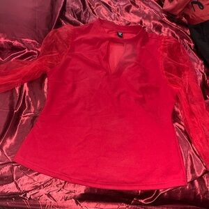 Red long sleeve top